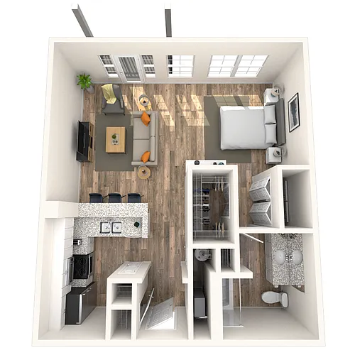 Floor plan Studio 0x1-698 SF-FP