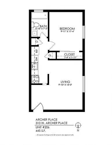 Floor plan Archer Place 1 Bedroom