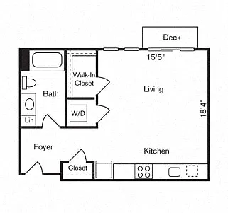 Floor plan 0BD, 1BTH AM