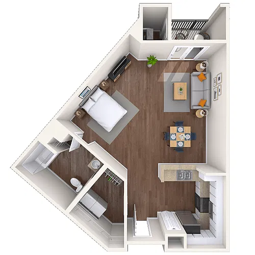 Floor plan Studio 0x1 703 SF