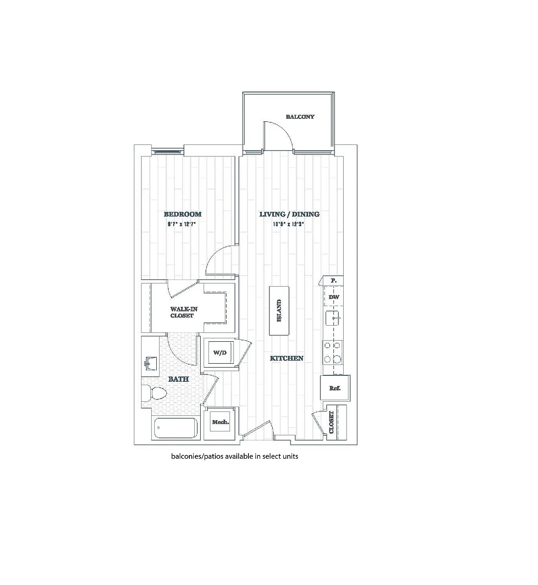 Floor plan 1 Bed - 1 Bath | a07