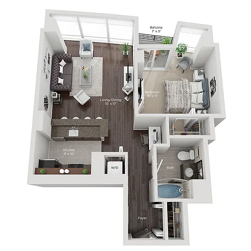 Floor plan One Bed Style (K)