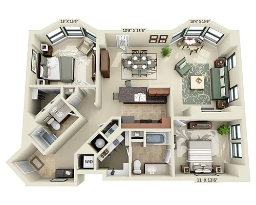 Floor plan Two Bedroom B2H