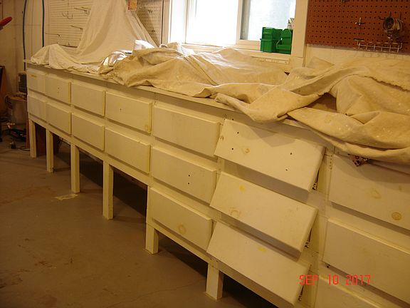 drawers in hobby shed