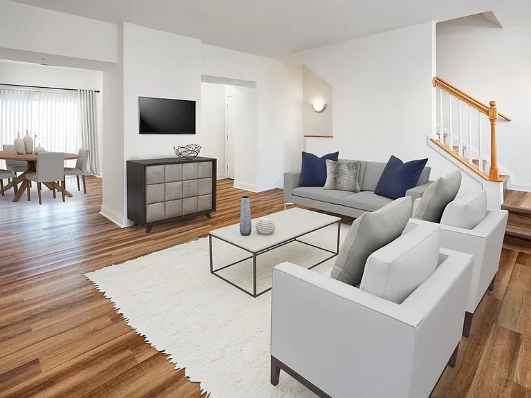 Living and dining areas with hard surface flooring