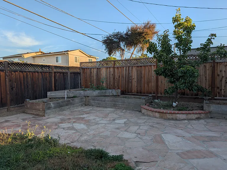 Flagstone pavers with planter boxes