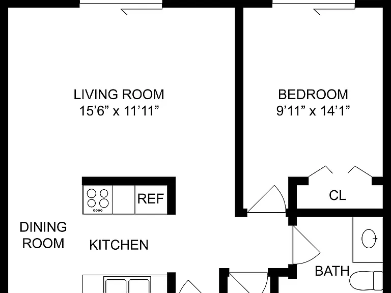 1 BR x 1 BA with Washer/Dryer Floorplan 1 BR x 1 BA with Washer/Dryer Floorplan