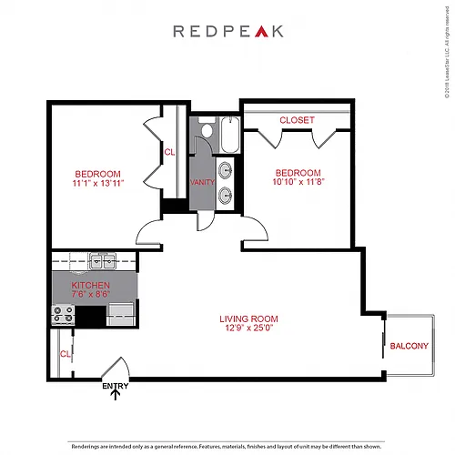 Floor plan Plan B1 - Two Bedroom