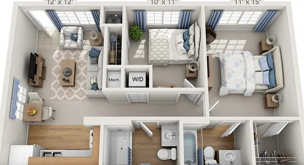 Floor plans are artist's rendering. All dimensions are approximate. Actual product and specifications may vary in dimension or detail. Not all features are available in every apartment. Prices and availability are subject to change. Floor plans are artist