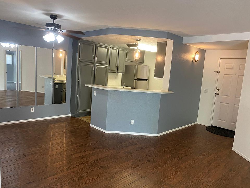 Overview of dining area and kitchen