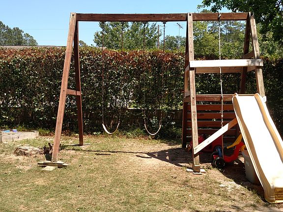 Swing set and sand box