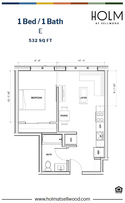 Floor plan 1x1E