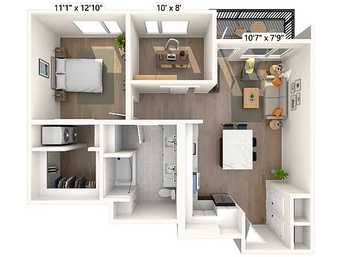 Floor plan 2A4 1x1 872 SF-FP
