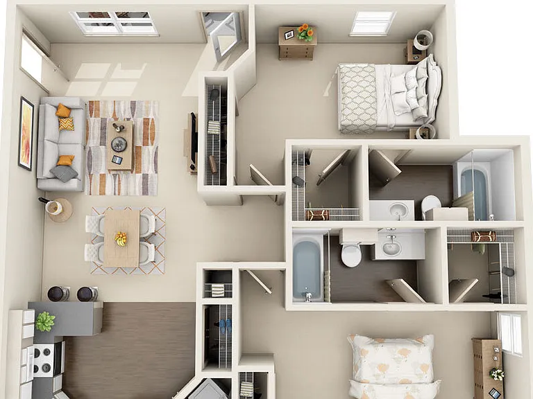 Timberlinks At Denton - B3 - 2 Beds - 2 Baths - 1093 Sq. ft.