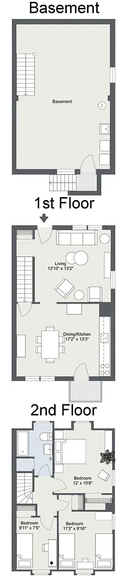 Floor plan Typical Three Bedroom Townhouse
