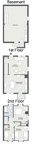 Floor plan Typical Three Bedroom Townhouse