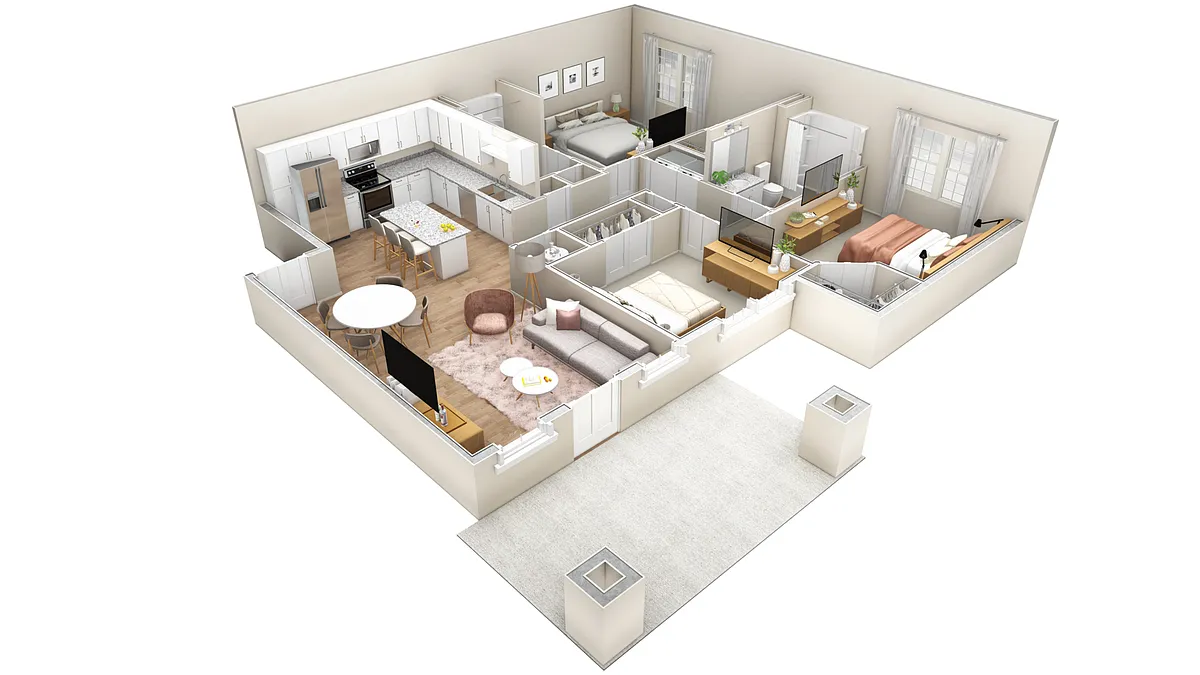 Floor plan 3 BR Haven Courtyard