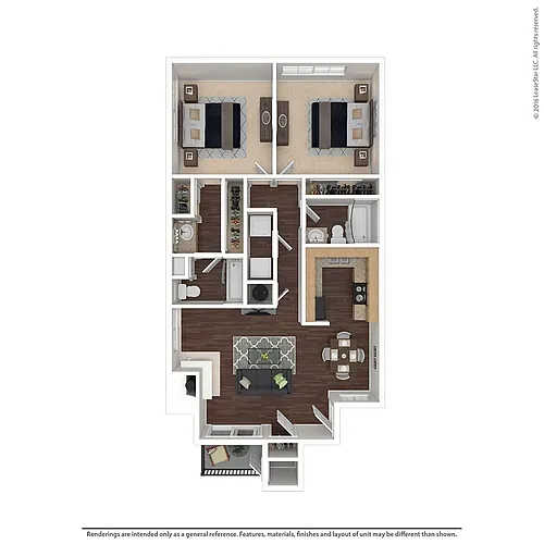 Floor plan Two Bedroom, Two Bathroom