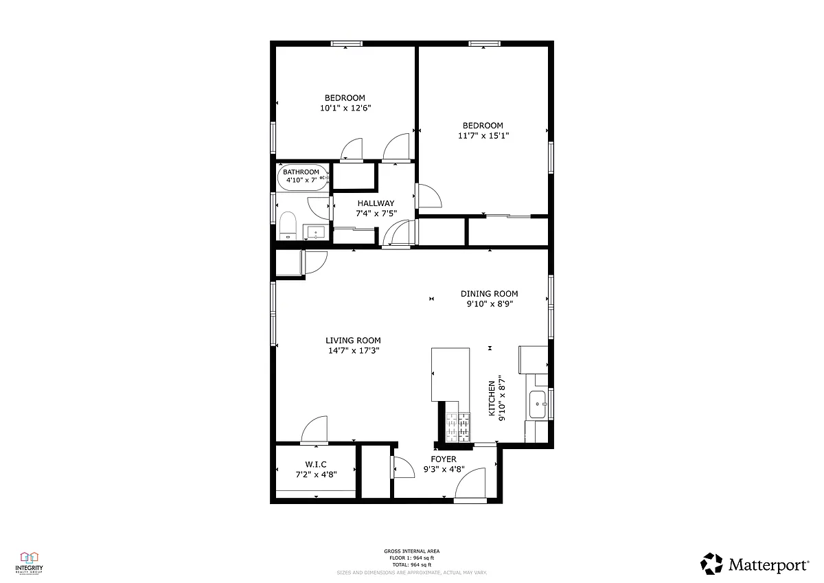 Floor plan Overlook Park 2 Bedroom 1 Bath