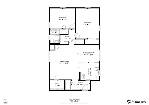Floor plan Jared 2 Bedroom 1 Bath F