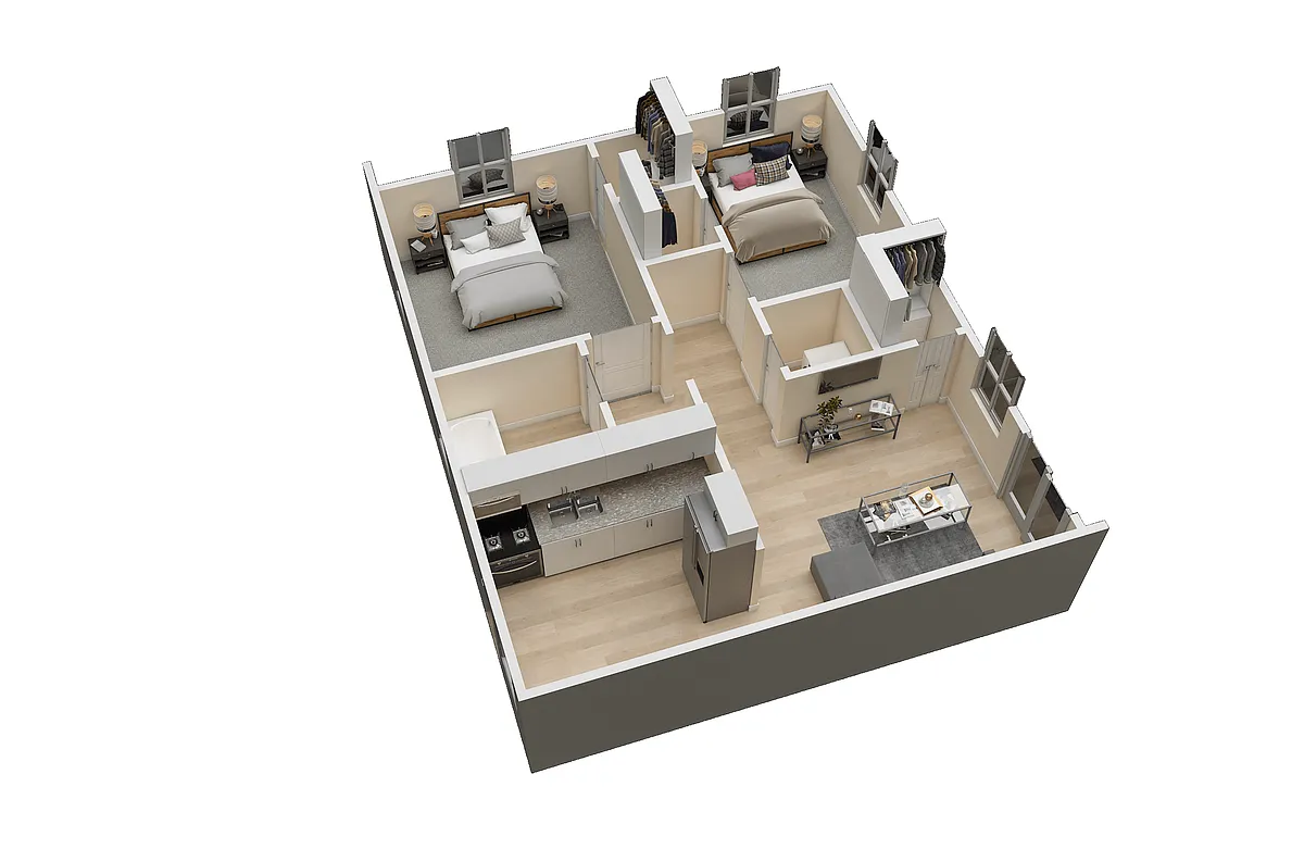 Floor plan Two Bed One Bath