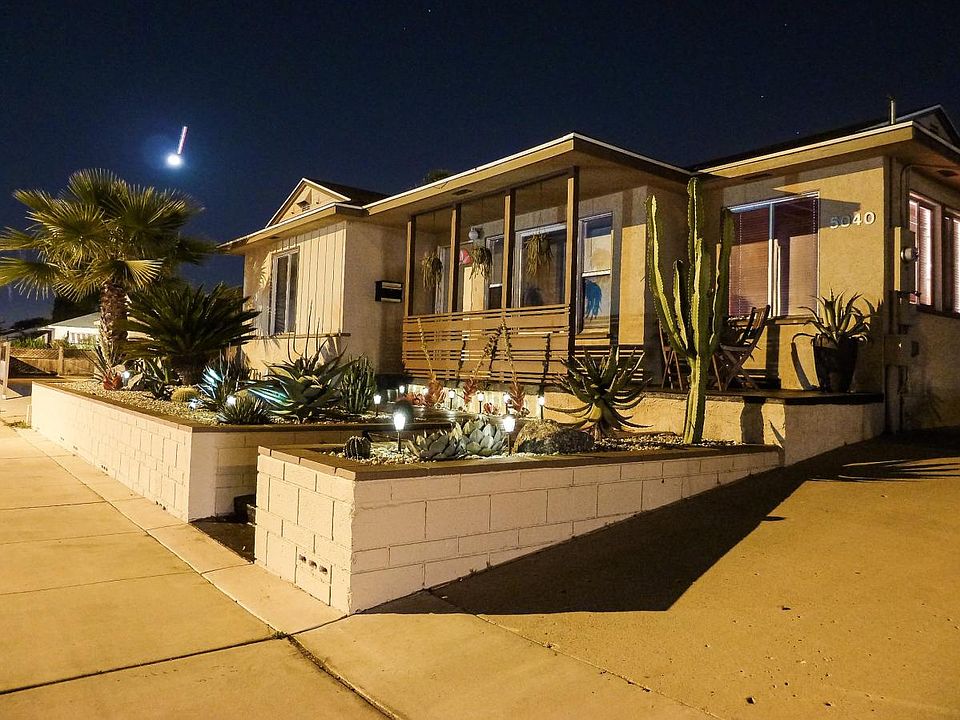 Front of house at night