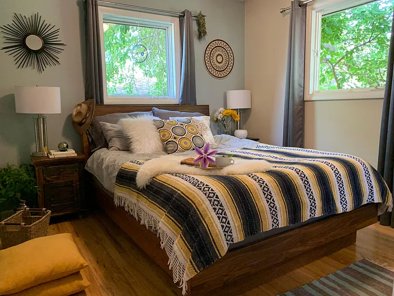 Upstairs bedroom facing the yard
