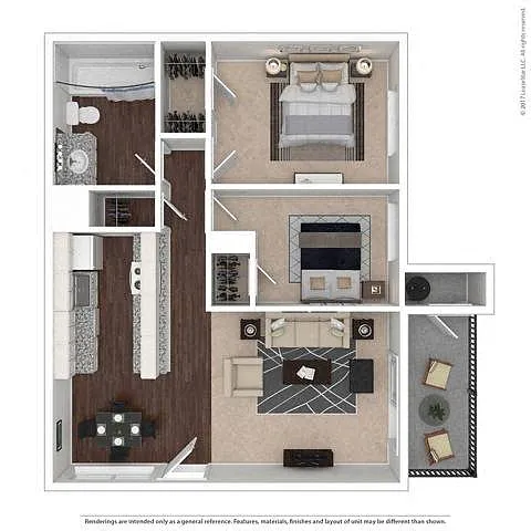 Floor plan Two Bedroom One Bath - Renovated