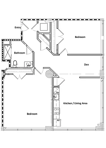 Floor plan 2 Bed / 1 Bath