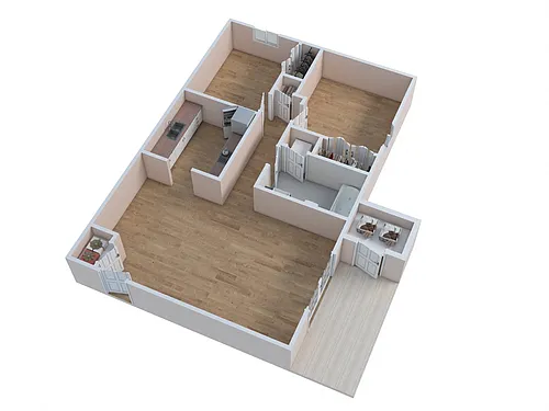 Floor plan 1 Bed 1 Bath with Study