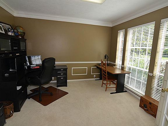 Large Study is Light & Bright, Overlooks Cul-De-Sac Street, French Doors fro privacy.