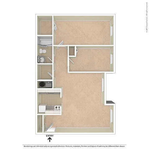 Floor plan 2 X 1 Brandywine Apartments 2