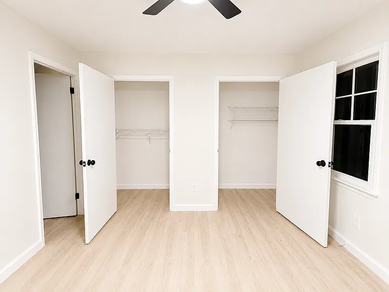Closet connects between the two doors