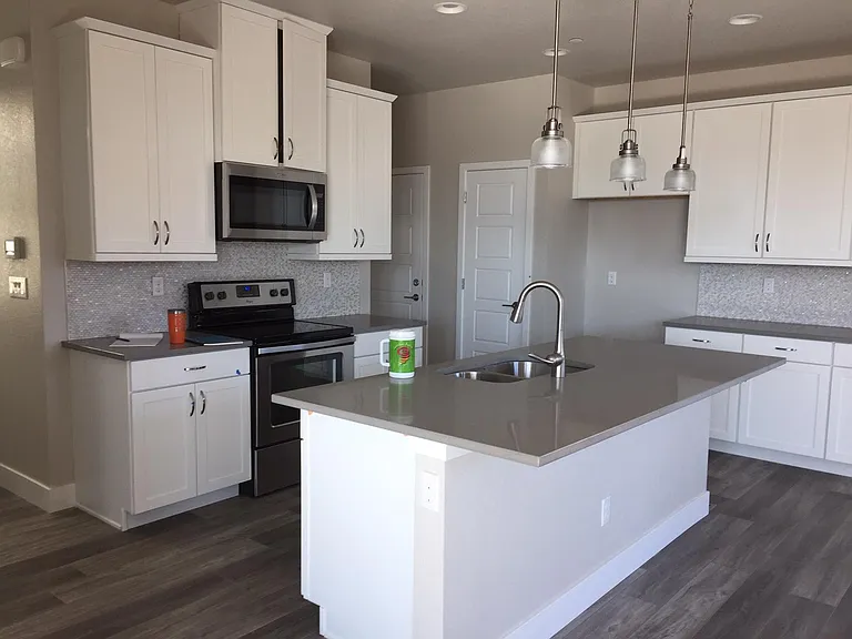 Kitchen with stove and pantry (stainless steel refrigerator and freezer missing in this picture but it will come with the house)