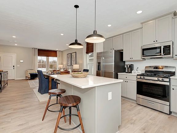 Kitchen with pendant lighting