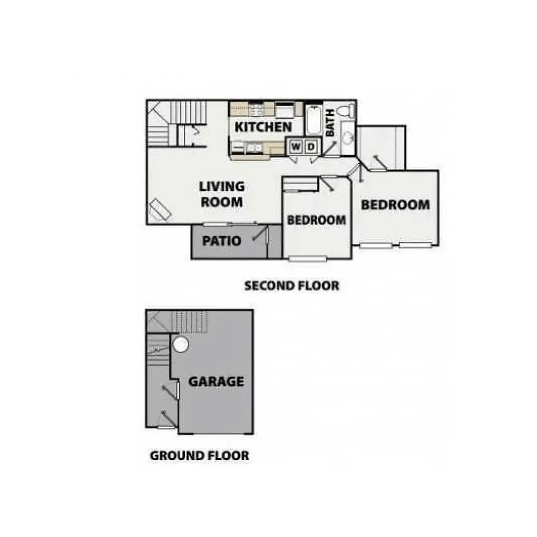 Floor plan 2 Bedroom, 1 Bathroom