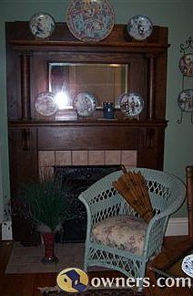 fireplace in the dining room