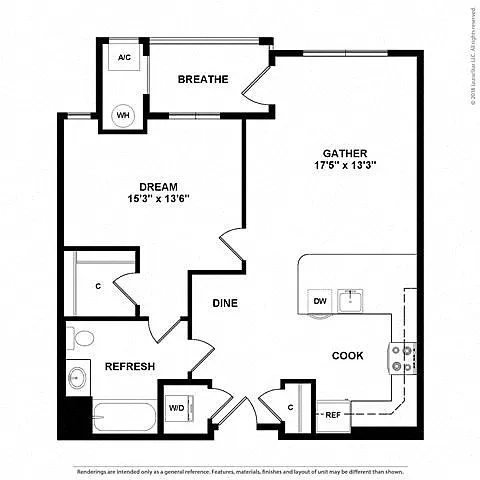 Floor plan 1H w/ Balcony