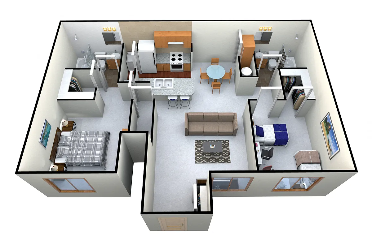 Floor plan Two Bedroom Two Bath
