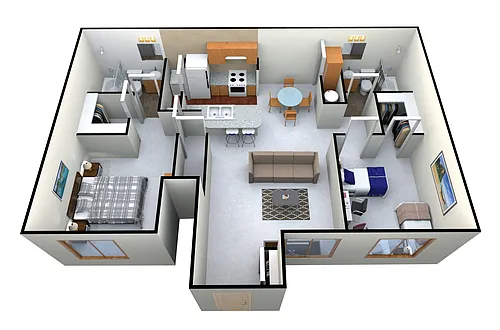 Floor plan Two Bedroom Two Bath