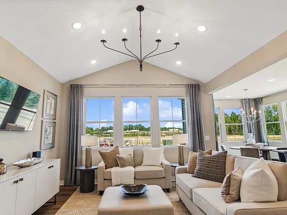 Great room with vaulted ceiling