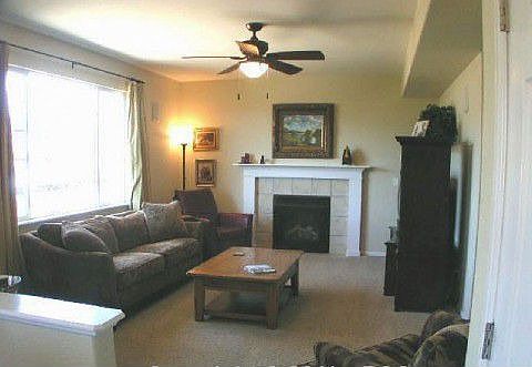 FAMILY ROOM WCEILING FANGAS LOG FIREPLACE  SURROUND SOUND