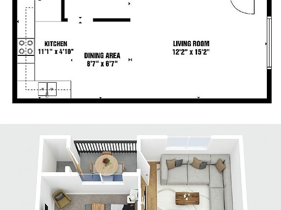 Apt #12 floorplan, 1 bedroom 575 sq ft