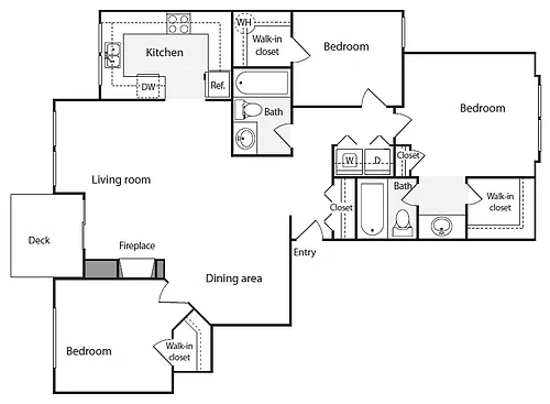Floor plan 3BD/2BA-AR
