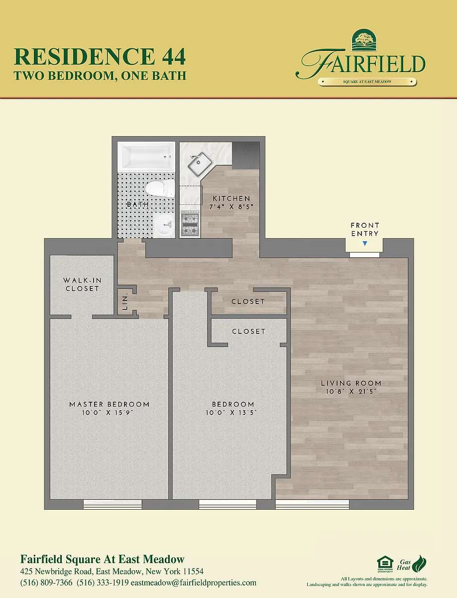 Floor plan Residence 44 Two Bedroom One Bath