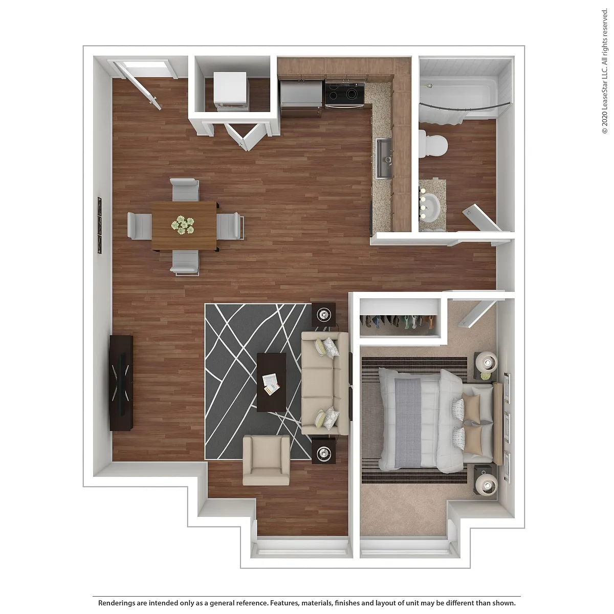 Floor plan One Bedroom + Den