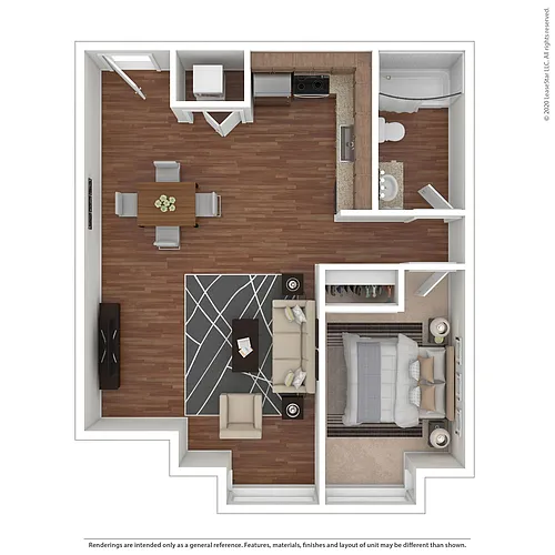 Floor plan One Bedroom + Den