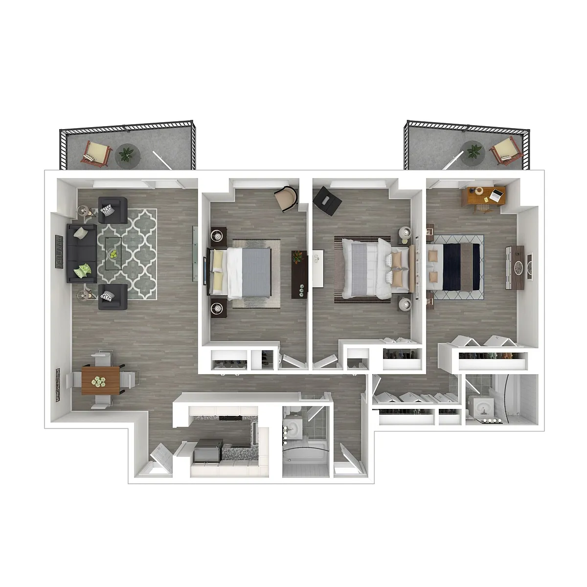 Floor plan D1R - Renovated 3 Bed/2 Bath