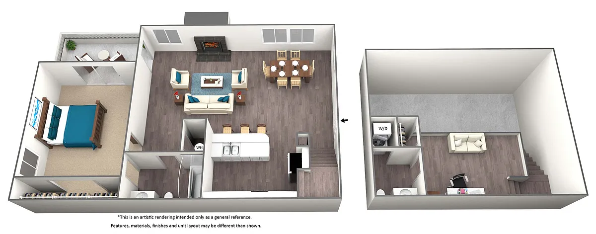 Floor plan 1 Bed 1.5 Bath Loft