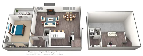 Floor plan 1 Bed 1.5 Bath Loft